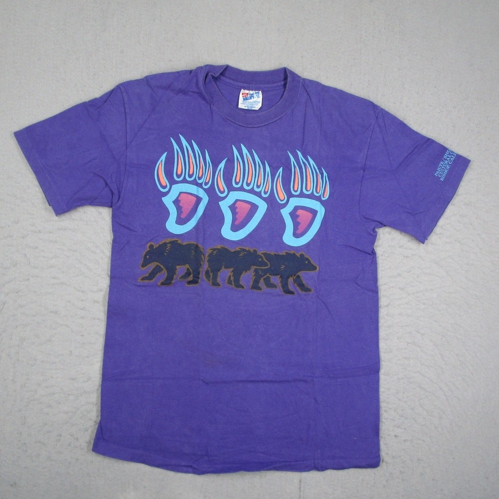 Vintage Hanes Beefy-T Purple Bear Graphic T-Shirt Mens Medium Bishop California